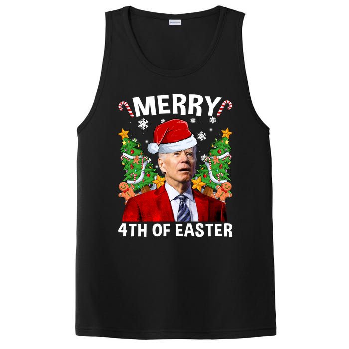 Joe Biden Christmas Santa Hat Merry 4th Of Easter Ugly Christmas Sweater PosiCharge Competitor Tank