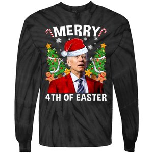 Joe Biden Christmas Santa Hat Merry 4th Of Easter Ugly Christmas Sweater Tie-Dye Long Sleeve Shirt