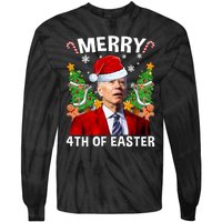 Joe Biden Christmas Santa Hat Merry 4th Of Easter Ugly Christmas Sweater Tie-Dye Long Sleeve Shirt