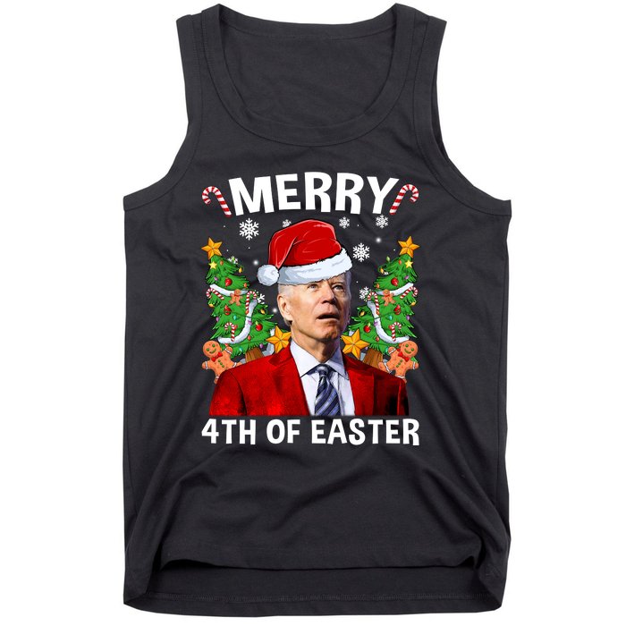 Joe Biden Christmas Santa Hat Merry 4th Of Easter Ugly Christmas Sweater Tank Top