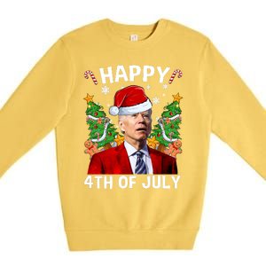 Joe Biden Christmas Santa Hat Merry 4th Of July Ugly Christmas Sweater Premium Crewneck Sweatshirt