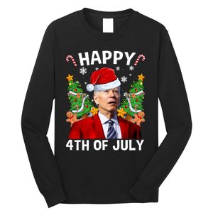 Joe Biden Christmas Santa Hat Merry 4th Of July Ugly Christmas Sweater Long Sleeve Shirt