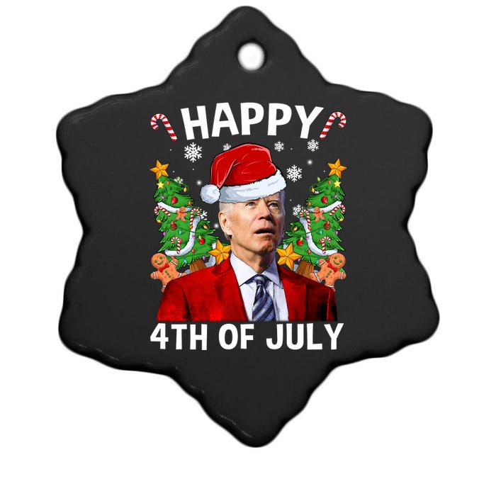 Joe Biden Christmas Santa Hat Merry 4th Of July Ugly Christmas Sweater Ceramic Star Ornament