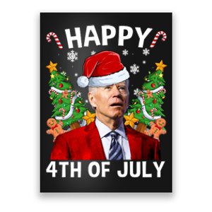 Joe Biden Christmas Santa Hat Merry 4th Of July Ugly Christmas Sweater Poster