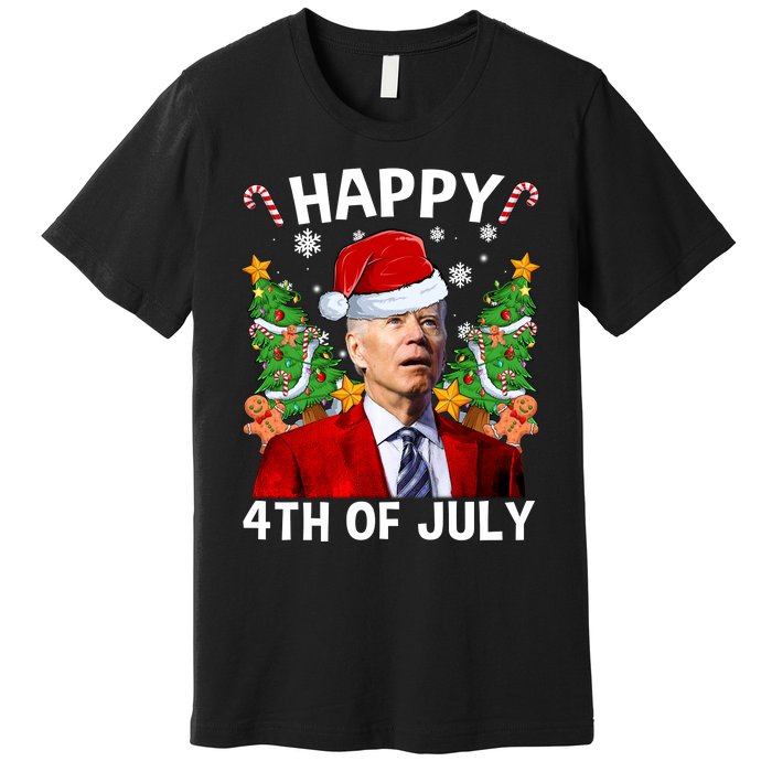 Joe Biden Christmas Santa Hat Merry 4th Of July Ugly Christmas Sweater Premium T-Shirt