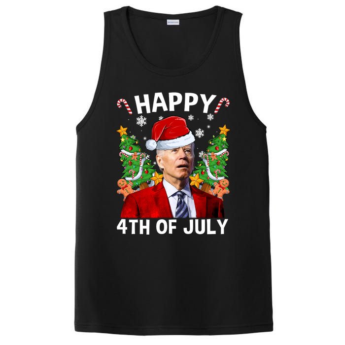 Joe Biden Christmas Santa Hat Merry 4th Of July Ugly Christmas Sweater PosiCharge Competitor Tank