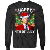 Joe Biden Christmas Santa Hat Merry 4th Of July Ugly Christmas Sweater Tie-Dye Long Sleeve Shirt