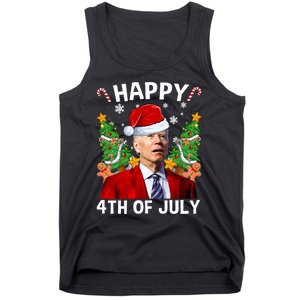 Joe Biden Christmas Santa Hat Merry 4th Of July Ugly Christmas Sweater Tank Top