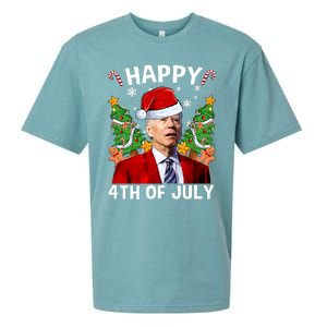 Joe Biden Christmas Santa Hat Merry 4th Of July Ugly Christmas Sweater Sueded Cloud Jersey T-Shirt