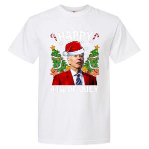 Joe Biden Christmas Santa Hat Merry 4th Of July Ugly Christmas Sweater Garment-Dyed Heavyweight T-Shirt