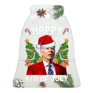 Joe Biden Christmas Santa Hat Merry 4th Of July Ugly Christmas Sweater Ceramic Bell Ornament