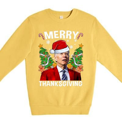 Joe Biden Christmas Santa Hat Merry Thanksgiving Ugly Christmas Sweater Premium Crewneck Sweatshirt