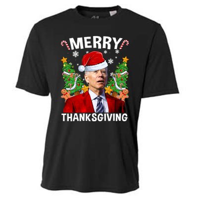 Joe Biden Christmas Santa Hat Merry Thanksgiving Ugly Christmas Sweater Cooling Performance Crew T-Shirt