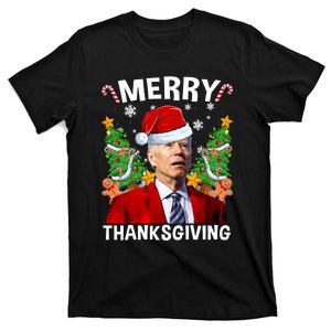 Joe Biden Christmas Santa Hat Merry Thanksgiving Ugly Christmas Sweater T-Shirt