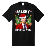 Joe Biden Christmas Santa Hat Merry Thanksgiving Ugly Christmas Sweater Tall T-Shirt