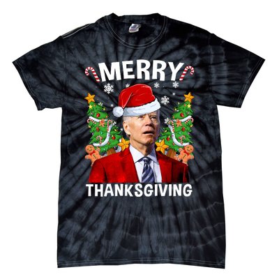 Joe Biden Christmas Santa Hat Merry Thanksgiving Ugly Christmas Sweater Tie-Dye T-Shirt