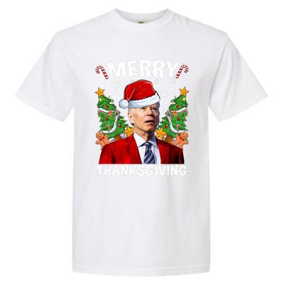 Joe Biden Christmas Santa Hat Merry Thanksgiving Ugly Christmas Sweater Garment-Dyed Heavyweight T-Shirt