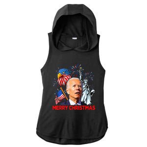 Joe Biden Confused Patriotic Merry Christmas For 4th Of July Ladies PosiCharge Tri-Blend Wicking Draft Hoodie Tank