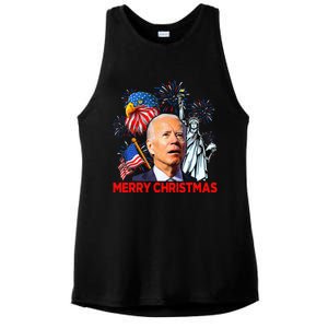 Joe Biden Confused Patriotic Merry Christmas For 4th Of July Ladies PosiCharge Tri-Blend Wicking Tank