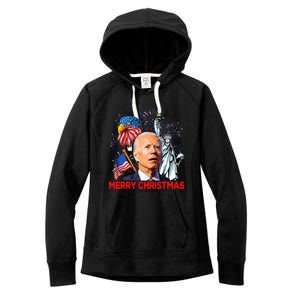 Joe Biden Confused Patriotic Merry Christmas For 4th Of July Women's Fleece Hoodie