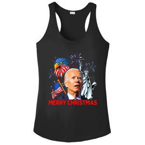 Joe Biden Confused Patriotic Merry Christmas For 4th Of July Ladies PosiCharge Competitor Racerback Tank