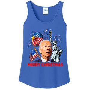 Joe Biden Confused Patriotic Merry Christmas For 4th Of July Ladies Essential Tank