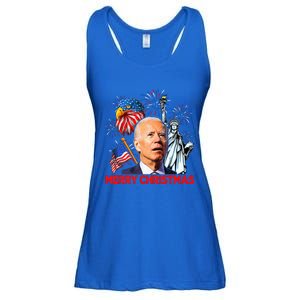 Joe Biden Confused Patriotic Merry Christmas For 4th Of July Ladies Essential Flowy Tank