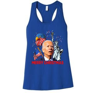 Joe Biden Confused Patriotic Merry Christmas For 4th Of July Women's Racerback Tank