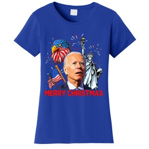 Joe Biden Confused Patriotic Merry Christmas For 4th Of July Women's T-Shirt