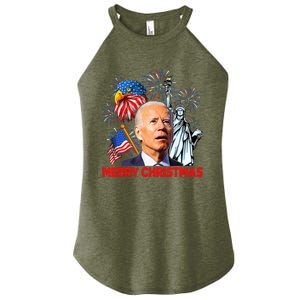 Joe Biden Confused Patriotic Merry Christmas For 4th Of July Women's Perfect Tri Rocker Tank