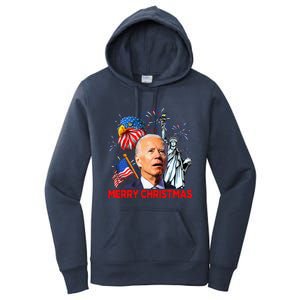 Joe Biden Confused Patriotic Merry Christmas For 4th Of July Women's Pullover Hoodie