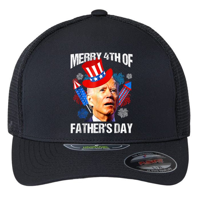 Joe Biden Confused Merry 4th Of Fathers Day Fourth Of July Flexfit Unipanel Trucker Cap