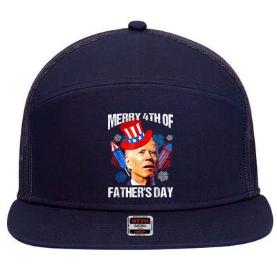 Joe Biden Confused Merry 4th Of Fathers Day Fourth Of July 7 Panel Mesh Trucker Snapback Hat