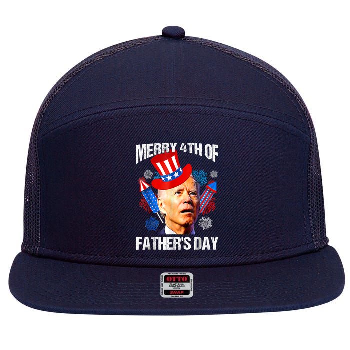 Joe Biden Confused Merry 4th Of Fathers Day Fourth Of July 7 Panel Mesh Trucker Snapback Hat