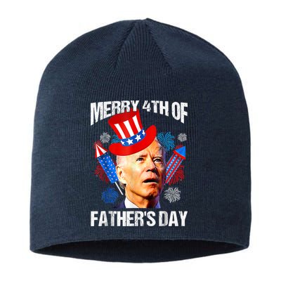 Joe Biden Confused Merry 4th Of Fathers Day Fourth Of July Sustainable Beanie