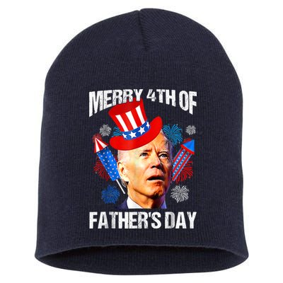 Joe Biden Confused Merry 4th Of Fathers Day Fourth Of July Short Acrylic Beanie