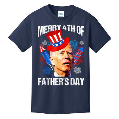 Joe Biden Confused Merry 4th Of Fathers Day Fourth Of July Kids T-Shirt