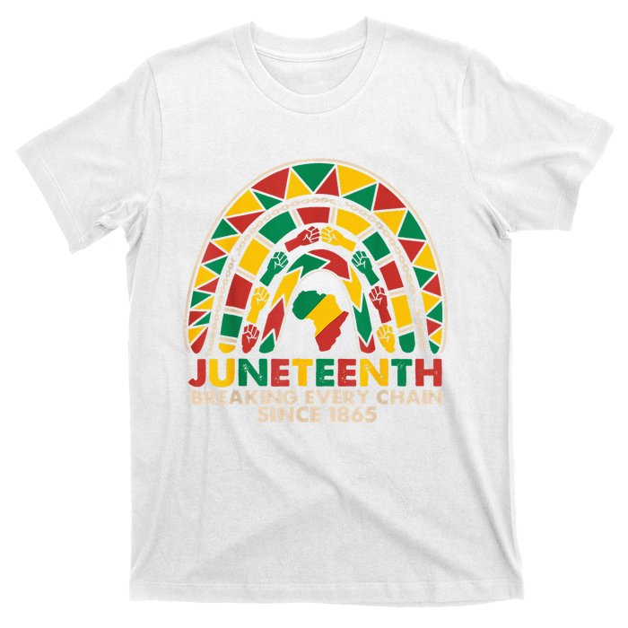 Juneteenth Breaking Chains Since 1865 Black Rainbow T-Shirt