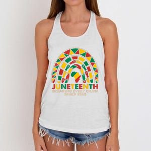 Juneteenth Breaking Chains Since 1865 Black Rainbow Women's Knotted Racerback Tank