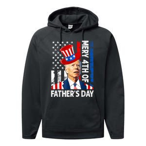 Joe Biden Confused Merry 4th Of Fathers Day Fourth Of July Performance Fleece Hoodie