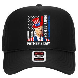 Joe Biden Confused Merry 4th Of Fathers Day Fourth Of July High Crown Mesh Back Trucker Hat