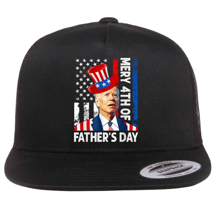 Joe Biden Confused Merry 4th Of Fathers Day Fourth Of July Flat Bill Trucker Hat