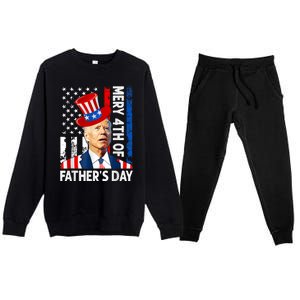 Joe Biden Confused Merry 4th Of Fathers Day Fourth Of July Premium Crewneck Sweatsuit Set