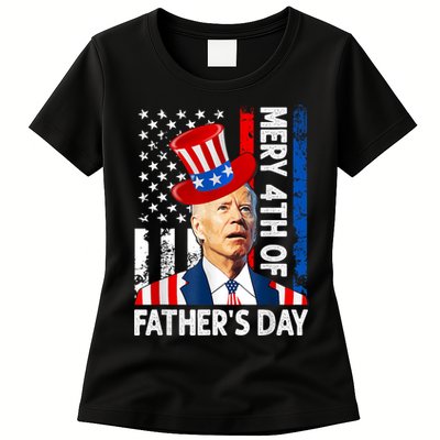 Joe Biden Confused Merry 4th Of Fathers Day Fourth Of July Womens T-Shirt