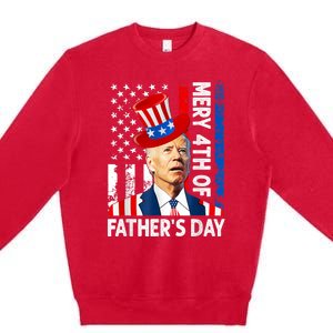 Joe Biden Confused Merry 4th Of Fathers Day Fourth Of July Premium Crewneck Sweatshirt