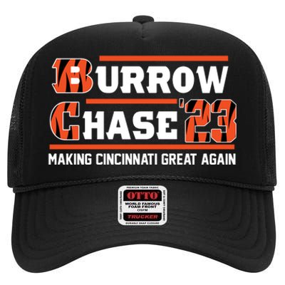 Burrow Chase Making Cincinnati Great Again Ohio High Crown Mesh Back Trucker Hat