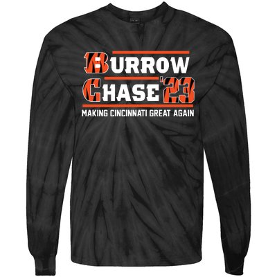 Burrow Chase Making Cincinnati Great Again Ohio Tie-Dye Long Sleeve Shirt