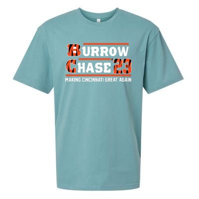 Burrow Chase Making Cincinnati Great Again Ohio Sueded Cloud Jersey T-Shirt