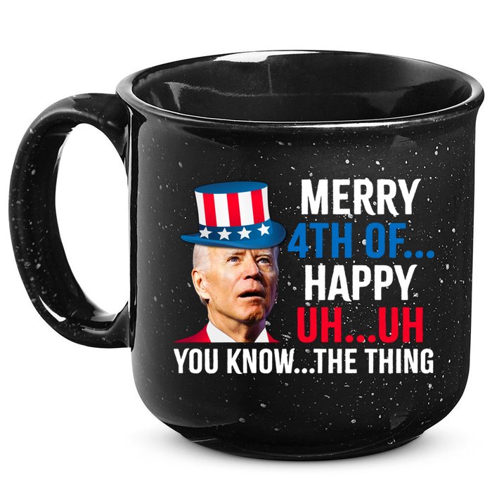 Joe Biden Confused Merry Happy Funny 4th Of July 15oz Campfire Ceramic Mug