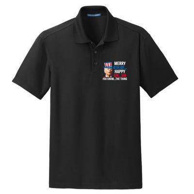 Joe Biden Confused Merry Happy Funny 4th Of July Dry Zone Grid Polo